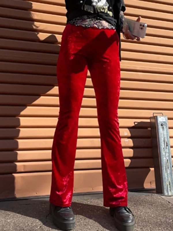 EMMIOL High Waist Velvet Flare Leg Pants
