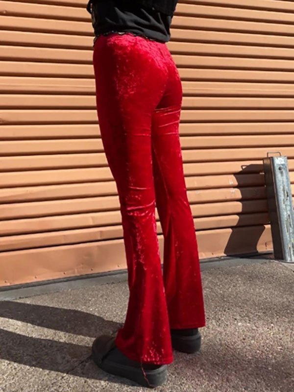 EMMIOL High Waist Velvet Flare Leg Pants