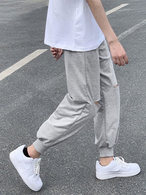 EMMIOL Pantalones joggers cortos con rotos para hombre