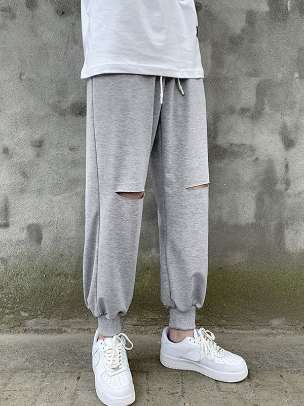 EMMIOL Pantalones joggers cortos con rotos para hombre