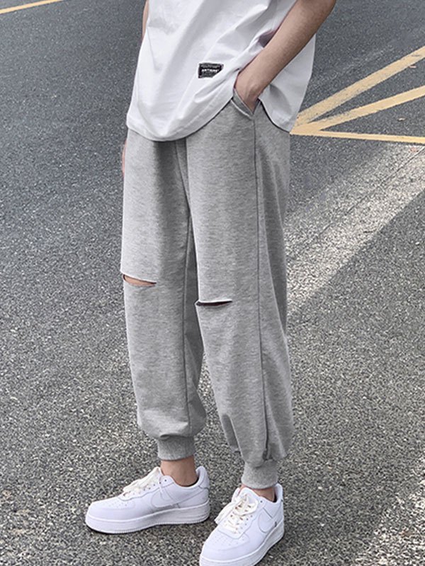 EMMIOL Pantalones joggers cortos con rotos para hombre