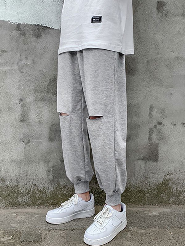 EMMIOL Pantalones joggers cortos con rotos para hombre