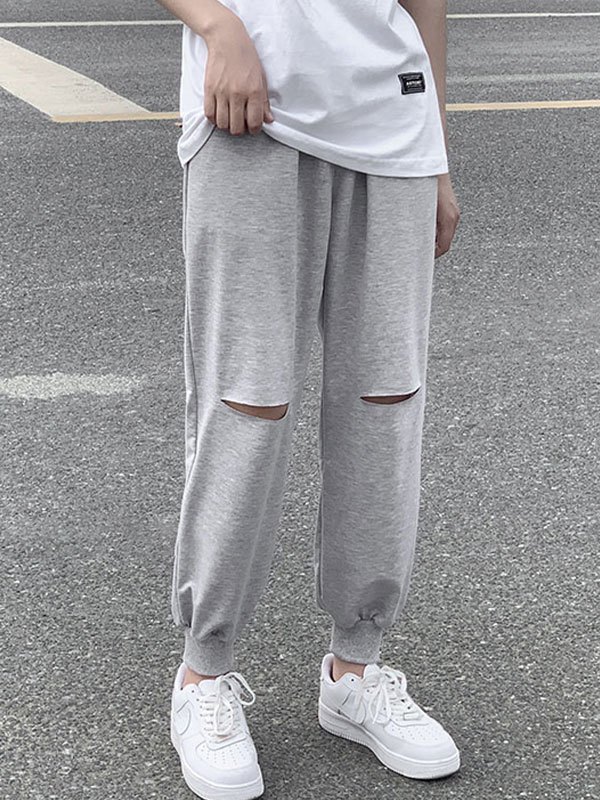 EMMIOL Pantalones joggers cortos con rotos para hombre