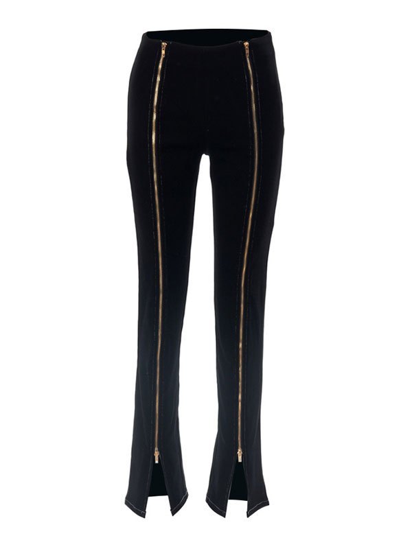 EMMIOL Pantalones acampanados con detalle de cremallera