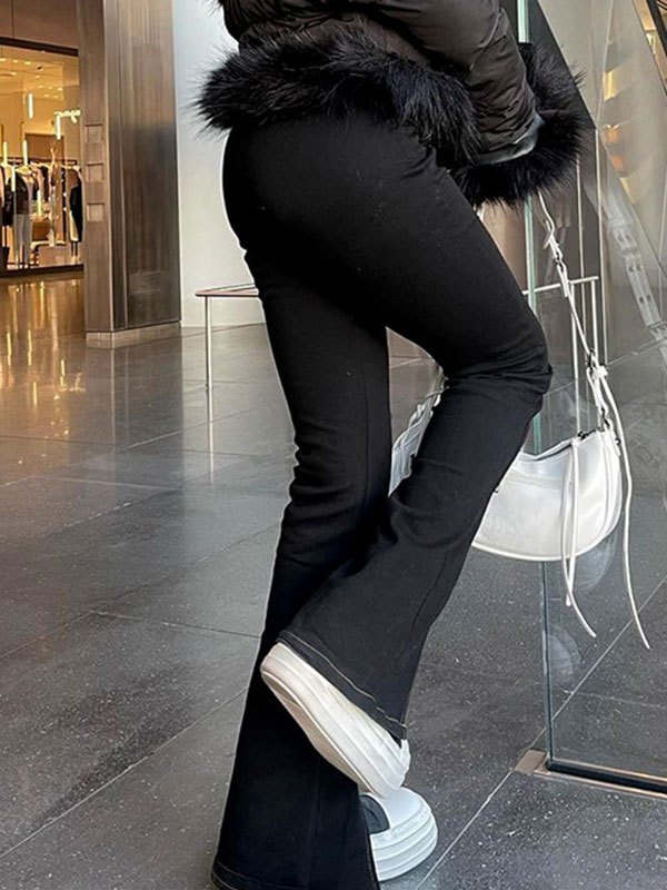 EMMIOL Pantalones acampanados con detalle de cremallera