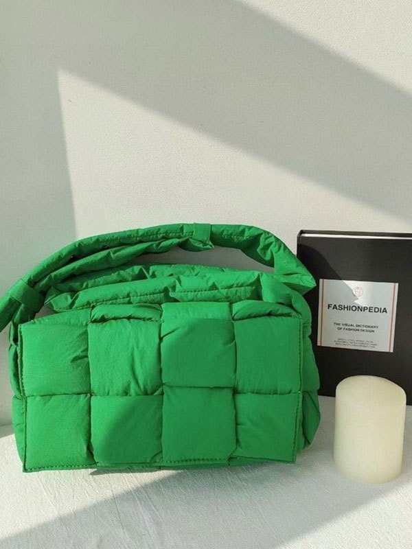 Emmiol Free shipping 2024 Quilted Padded Shoulder Bag Green ONE SIZE in