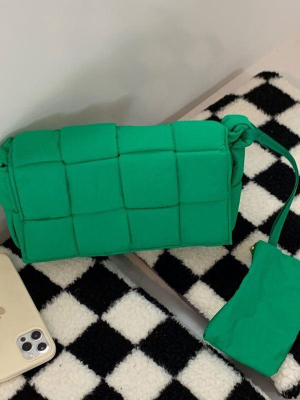 Emmiol Free shipping 2024 Quilted Padded Shoulder Bag Green ONE SIZE in