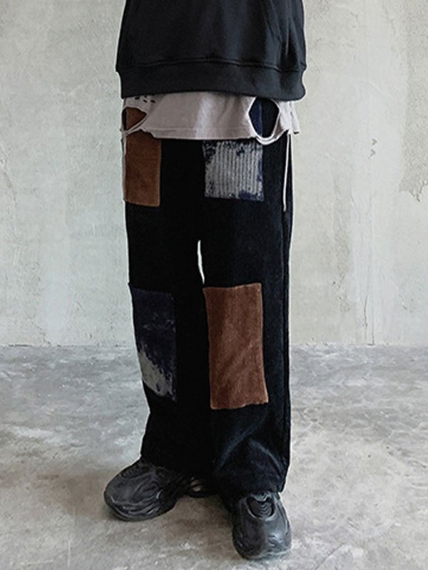 EMMIOL Men's Patch Detail Corduroy Pants