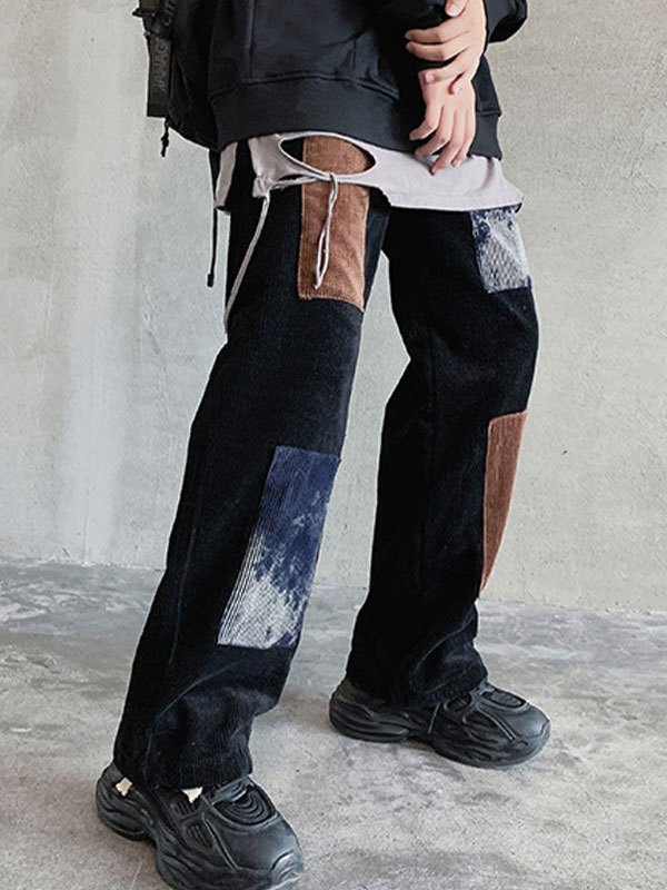 EMMIOL Men's Patch Detail Corduroy Pants