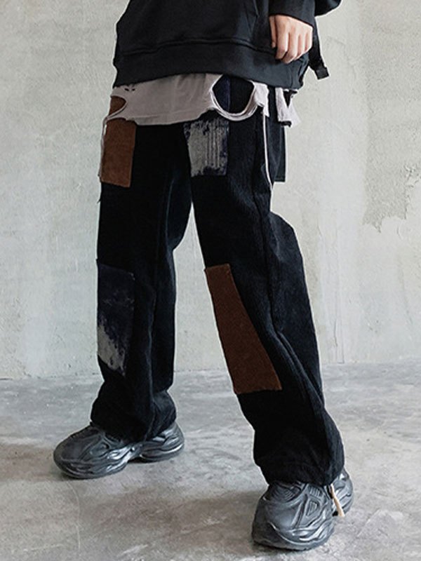 EMMIOL Men's Patch Detail Corduroy Pants