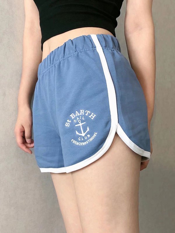 EMMIOL Letter Embroidered Dolphin Shorts