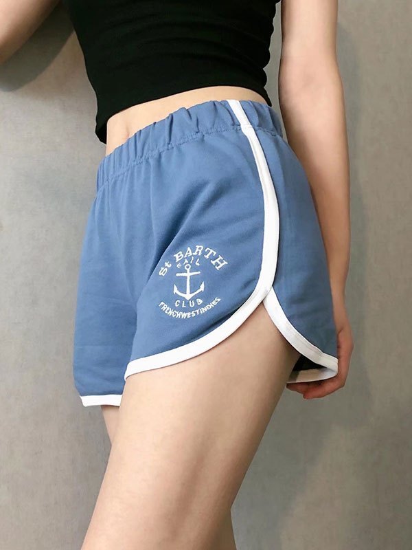 EMMIOL Letter Embroidered Dolphin Shorts