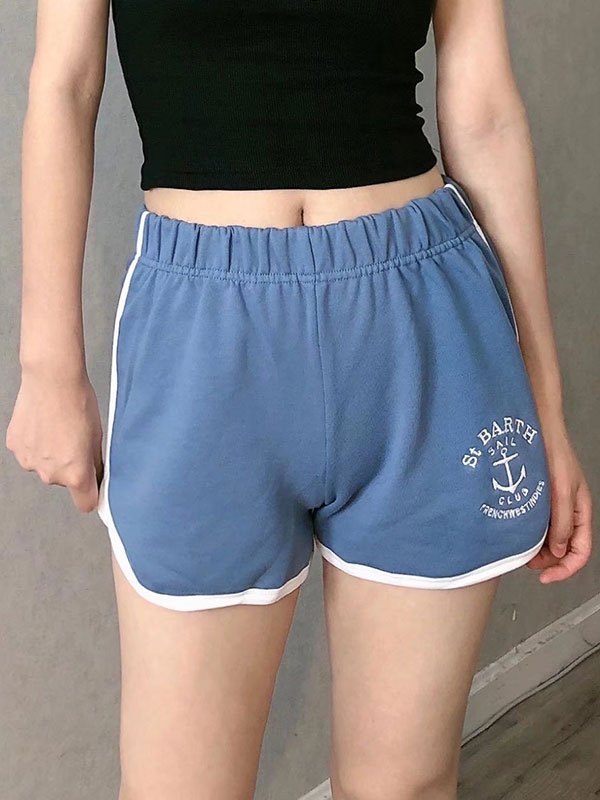 EMMIOL Letter Embroidered Dolphin Shorts