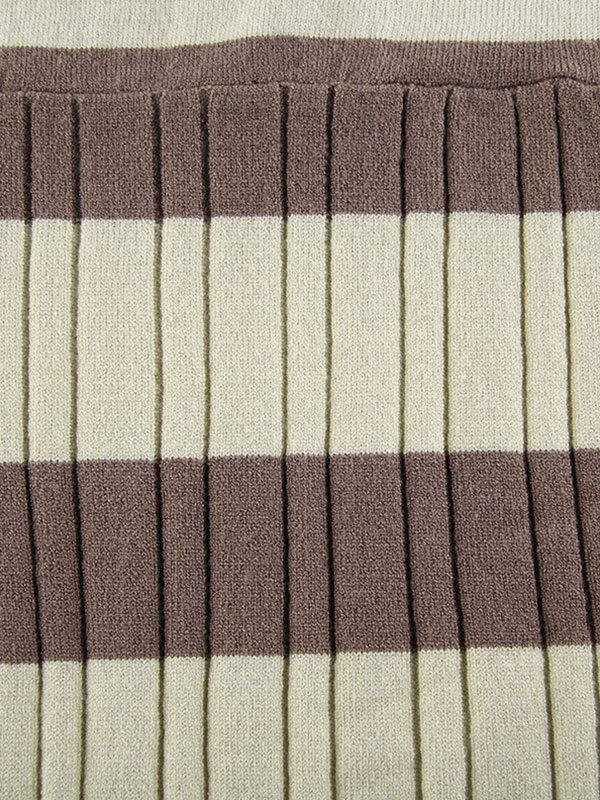2022 Striped Long Sleeve Button Knit Top Brown S In Knits Online Store. Best For Sale
