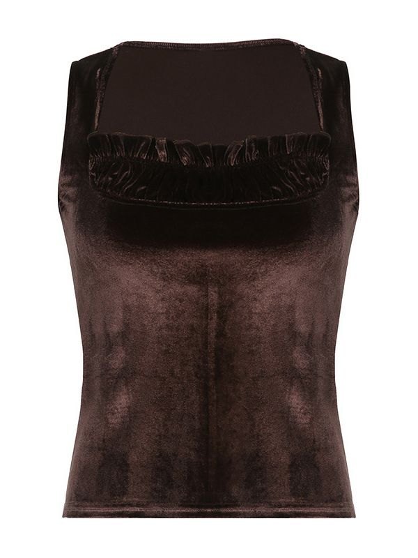 EMMIOL Vintage Velvet Ruched Tank Top