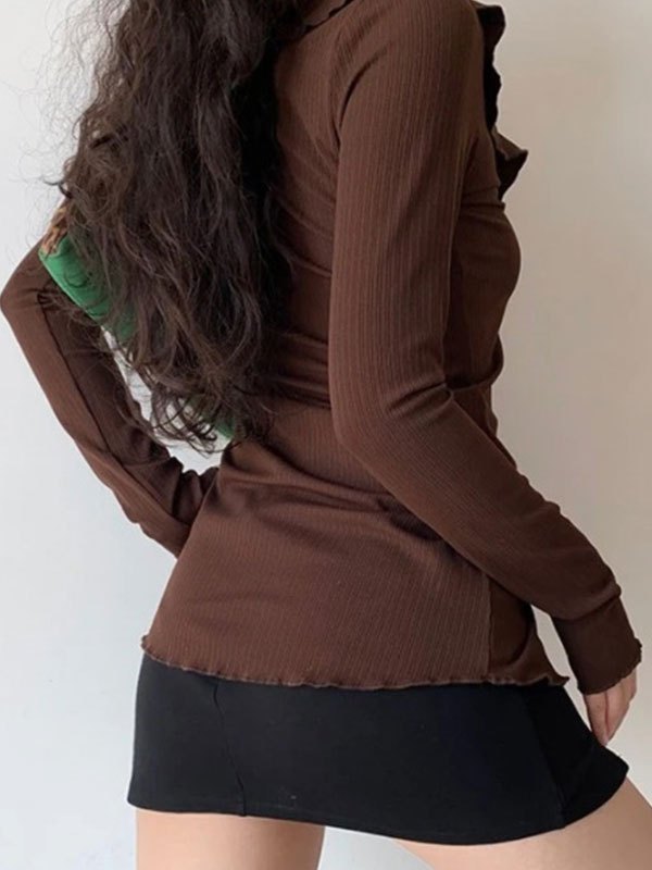 EMMIOL Button Down Ruffle Long Cardigan