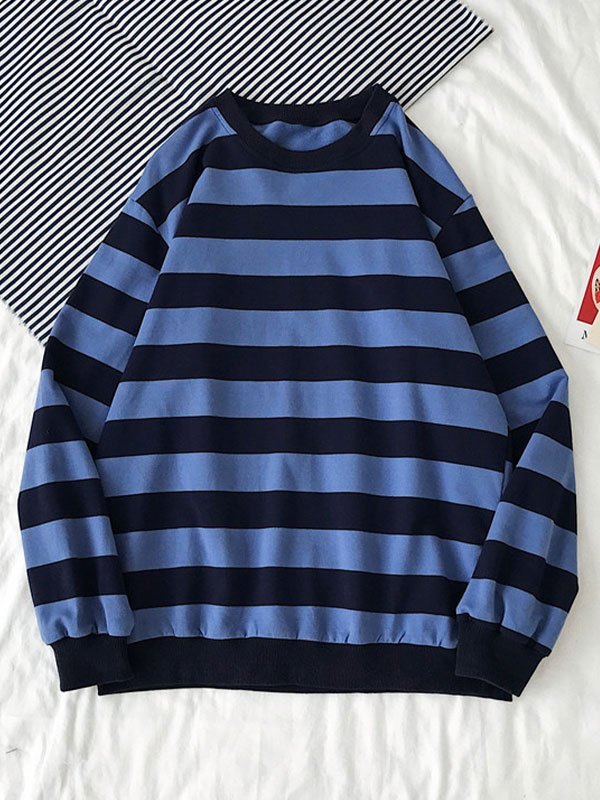 EMMIOL Sudadera de hombre a rayas en contraste