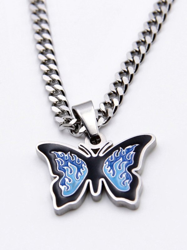 EMMIOL Blue Flame Butterfly Necklace