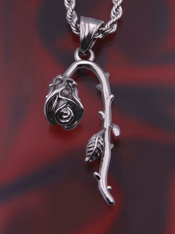 Emmiol Free shipping 2024 Rose Flower Necklace Silver ONE SIZE in