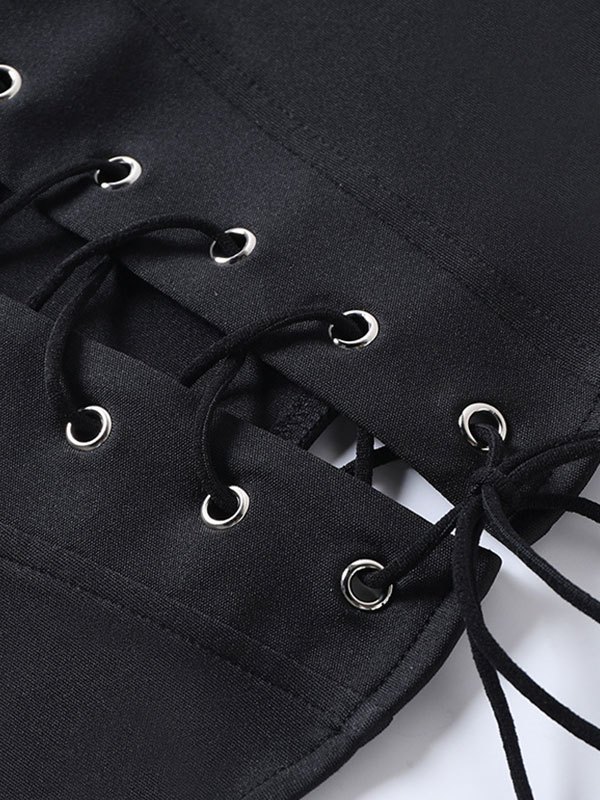 EMMIOL Top corsetto con lacci con occhielli