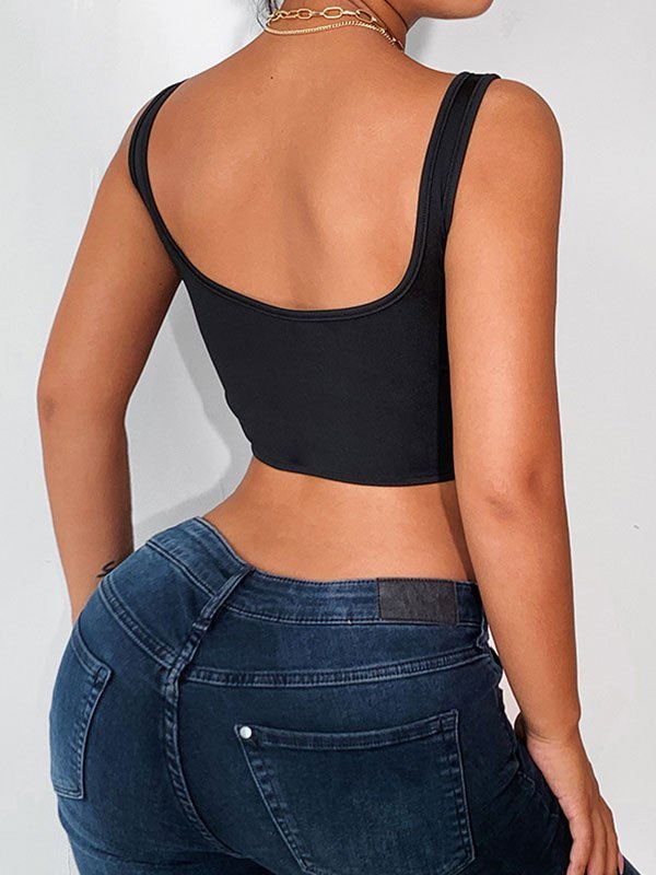 EMMIOL Top corsetto con lacci con occhielli