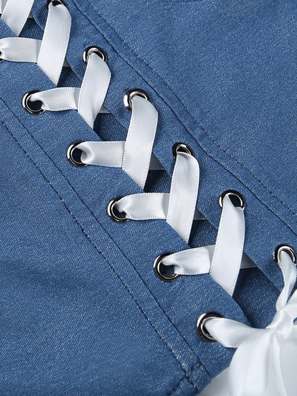 EMMIOL Top estilo corsé con cordones y detalle de correa
