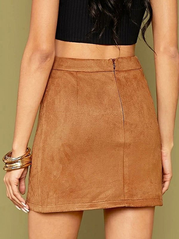 EMMIOL Split Suede Mini Skirt
