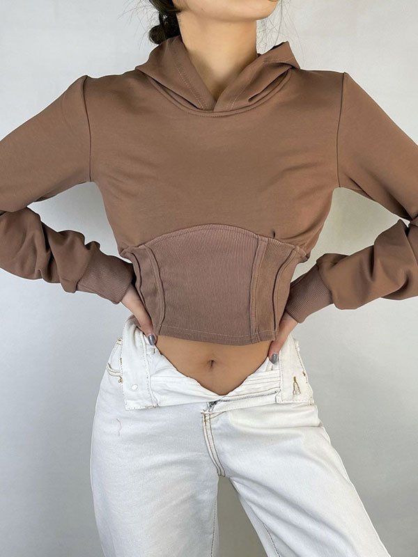 EMMIOL Cropped Patchwork Corset Hoodie