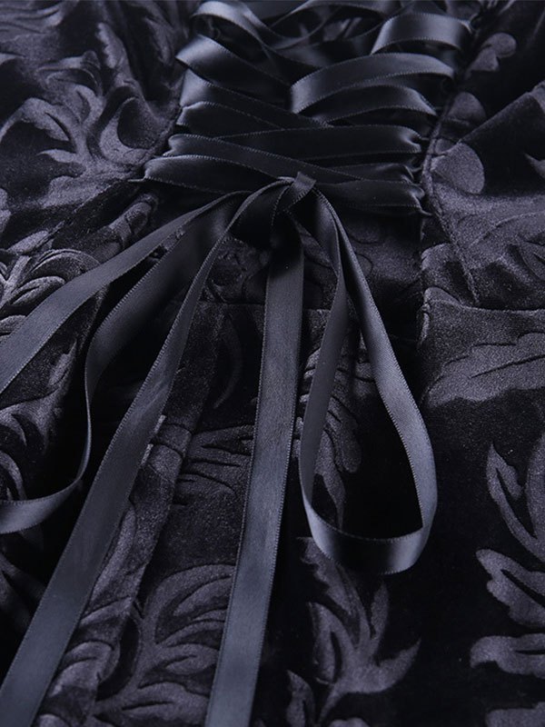 EMMIOL Gothic Minikleid aus Samt mit Schnürung