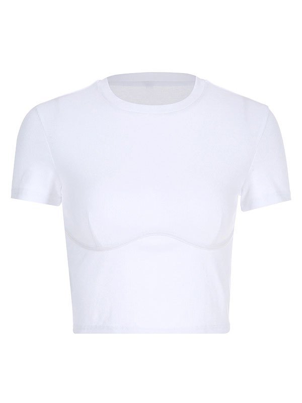EMMIOL Geripptes Crop-Top mit Push-up
