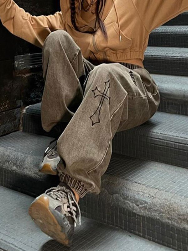 EMMIOL Washed Chrome Hearts Jogger Jeans