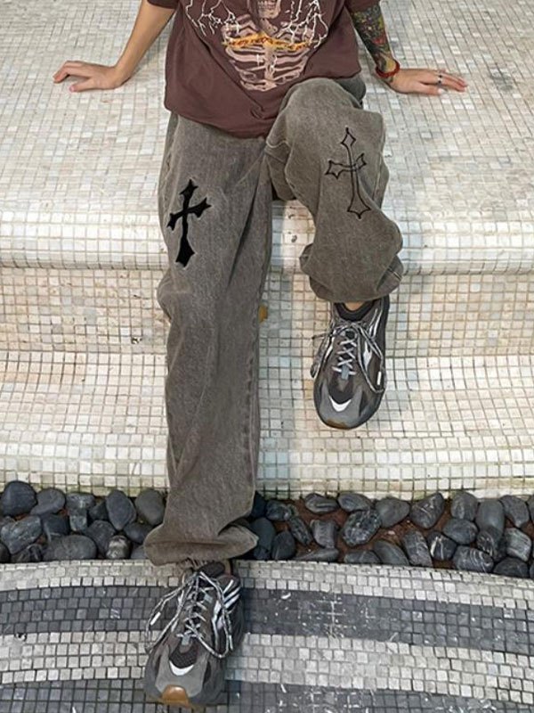 EMMIOL Washed Chrome Hearts Jogger Jeans