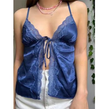 Lace Paneled Satin Cami Top