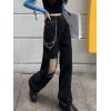 EMMIOL Chain Embellished Ripped Jeans