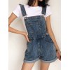 EMMIOL Cuffed High Waist Denim Overall Shorts