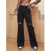 EMMIOL Washed High Waist Ripped Jeans