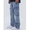 EMMIOL Men's Washed Button Straight Leg Jeans