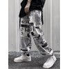 EMMIOL Pantalones tipo jogging con estampado de periódico para hombre