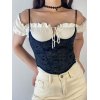 EMMIOL Tie Back Jacquard Corset Top