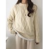 EMMIOL Cable Knit Crew Neck Sweater