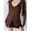 EMMIOL Button Down Ruffle Long Cardigan