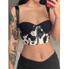 EMMIOL Cow Pattern Pu Leather Corset Top