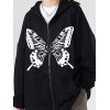 EMMIOL Sudadera con capucha y cremallera con estampado de mariposas