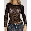 EMMIOL Top in rete trasparente a maniche lunghe