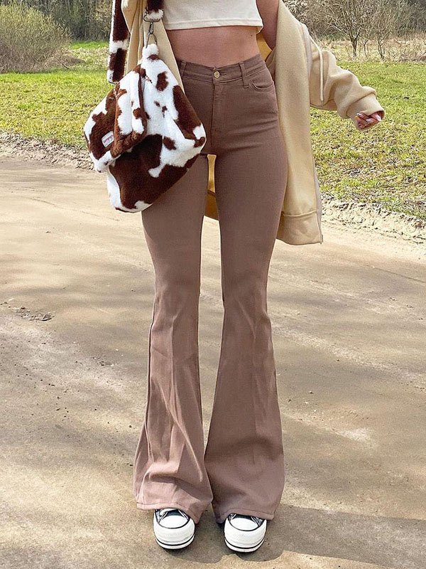 EMMIOL Jeans acampanados elásticos de cintura alta