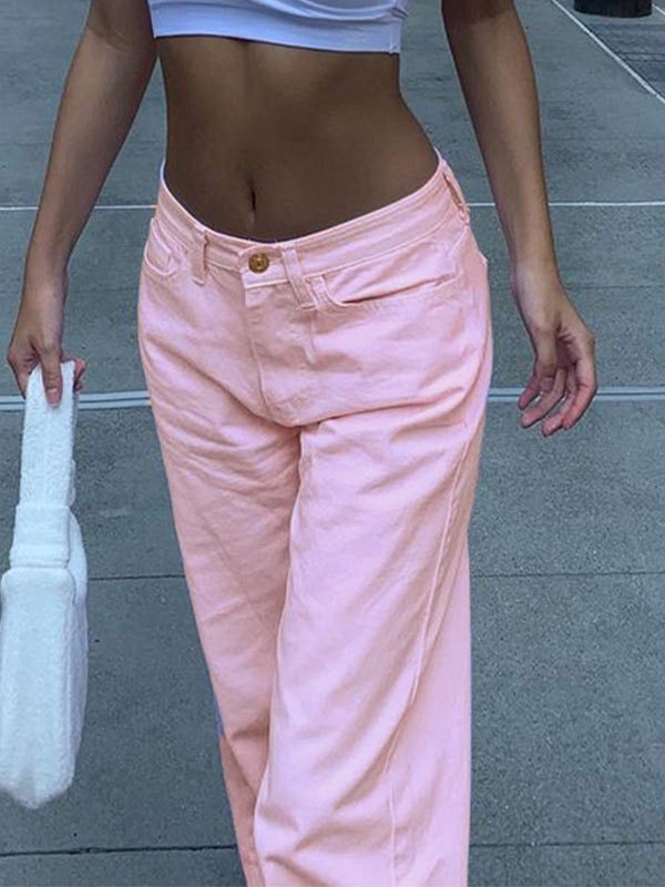 Emmiol Free shipping 2023 Pastel Ombre Boyfriend Jeans Pink S in