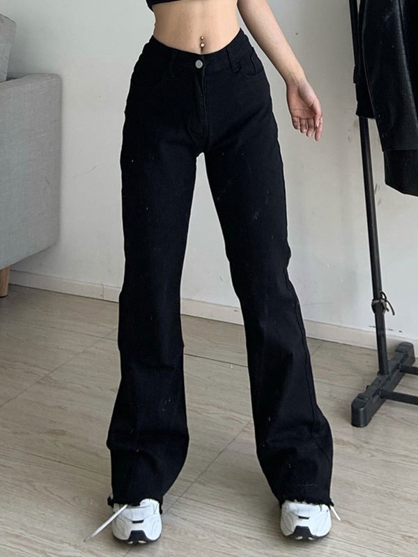 2022 Washed High Waist Slim Flare Jeans 