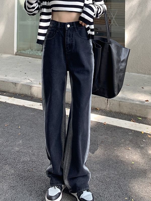 EMMIOL Bleached Stripe High Waist Boyfriend Jeans