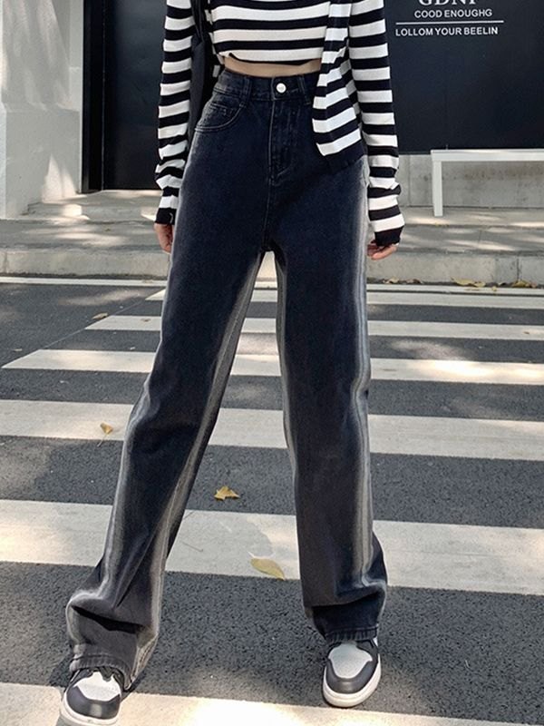 EMMIOL Bleached Stripe High Waist Boyfriend Jeans