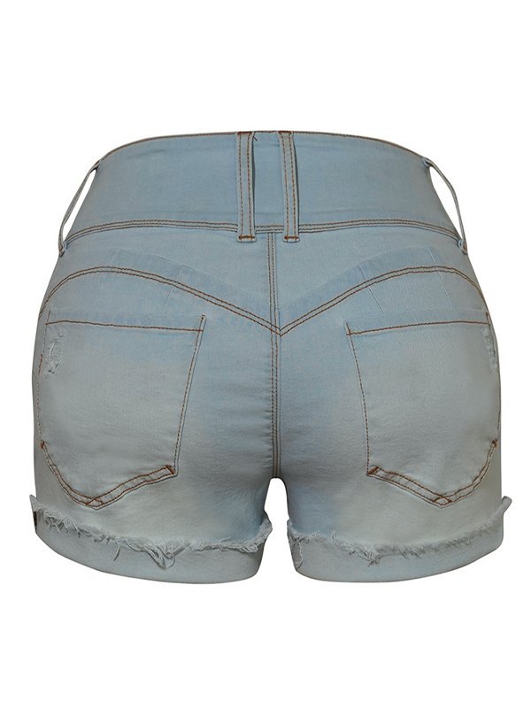 EMMIOL Shorts de mezclilla desgastada con dobladillo con puños